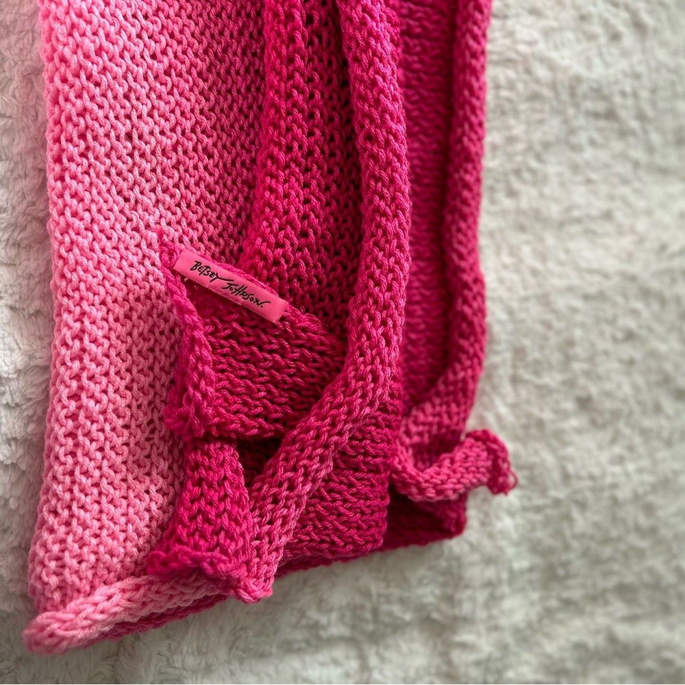 Betsey Johnson, bundle two knit scarfs ombre pink confetti neon rare find🎁⭐️👀 - Picture 1 of 14